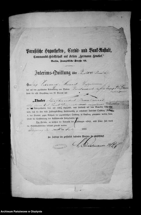 image.from.unit.number "/Akten betr. Geldgeschäfte der Lehndorff mit der Hermann Henckelschen Commandit- Gesellschaft der Preuss. Hypotheken- , Cerdit- u. Bank Anstalt Berlin/"