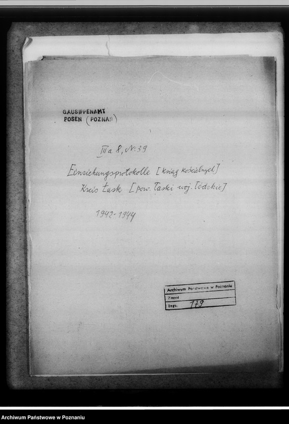 image.from.unit.number "Einziehungsprotokolle [ksiąg kościelnych] Kreis Lask [powiat łaski, województwo łódzkie]"