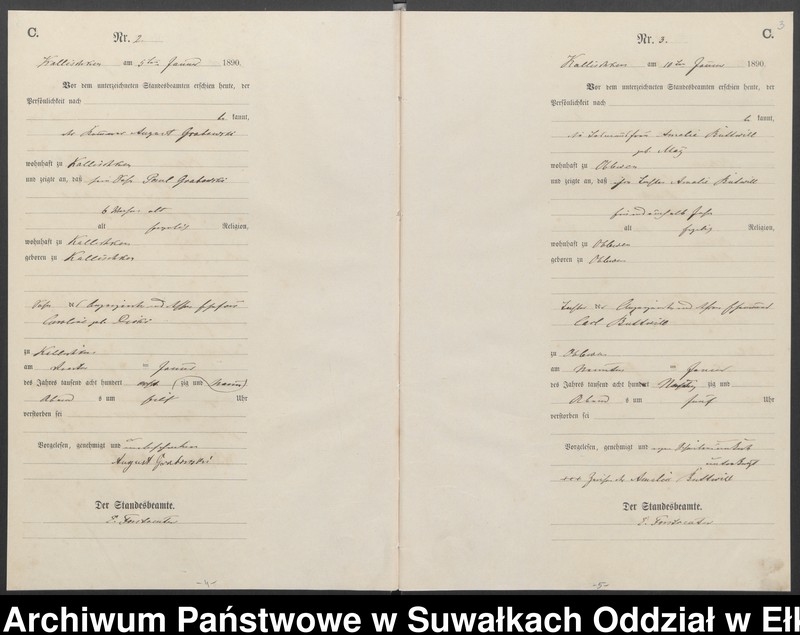 image.from.unit.number "Sterbe-Haupt-Register des Königlichen Preussischen Standes-Amtes Kallischken Kreis Johannisburg"