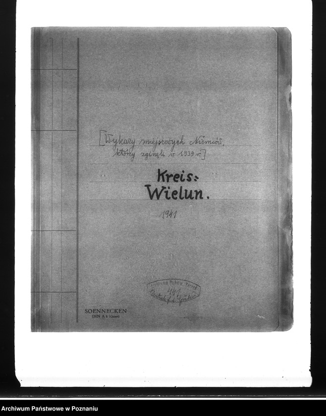 Obraz 4 z jednostki "Wykazy miejscowych Niemców, którzy zginęli w 1939 roku. Kreis Wielun"
