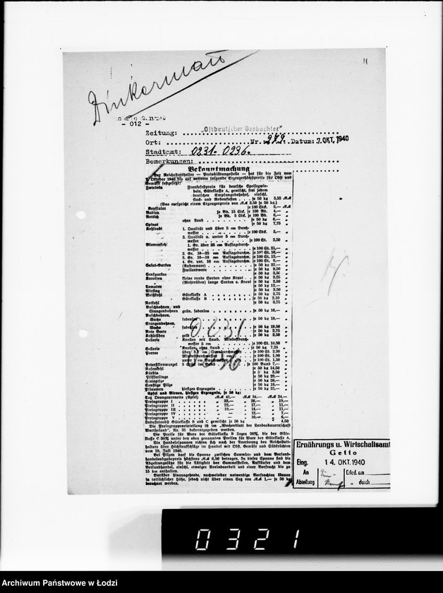 Obraz 15 z jednostki "Amtliche.Bekanntmachungen, Erzeugerhöhstpreise für Obst und Gemüse."