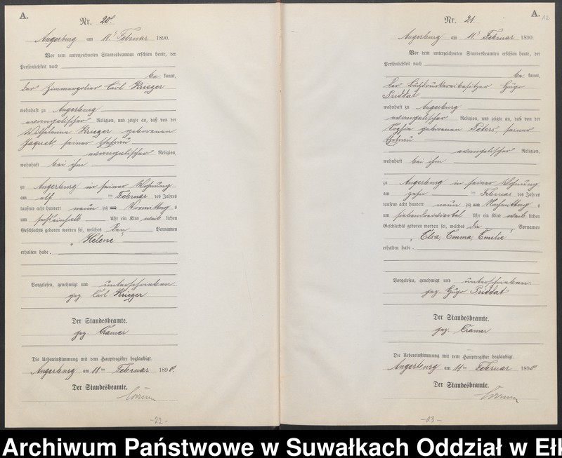 image.from.unit.number "Geburts-Neben-Register des Preussischen Standes-Amtes Angerburg Kreis Angerburg, Band I (Nr1-Nr158)"