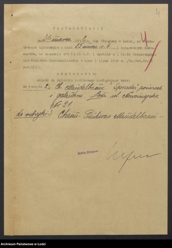 Obraz 6 z jednostki "Chaim Pinkwas Mandelbaum- sprzedaż pończoch i galanterii"