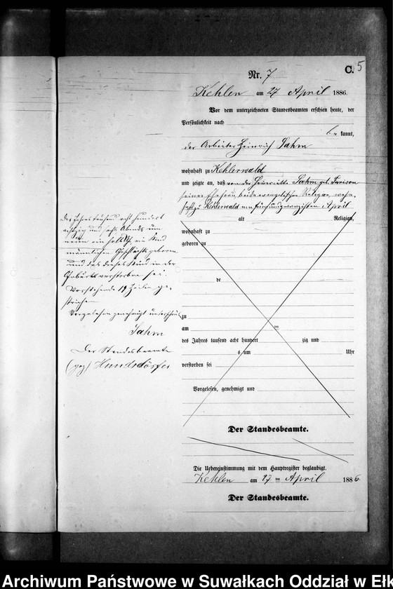 image.from.unit.number "Sterbe-Neben-Register des Preussischen Standes-Amtes Kehlen Kreis Angerburg"