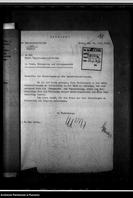 Obraz 15 z jednostki "Konferencje z landratami - korespondencja, porządki obrad"