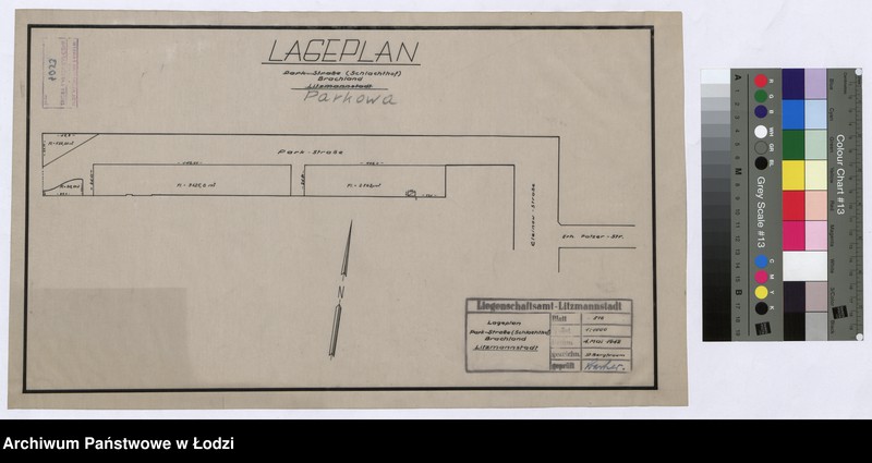 Obraz 1 z jednostki "Lageplan Par-Strasse (Schlachthof) Brachland Litzmannstadt"
