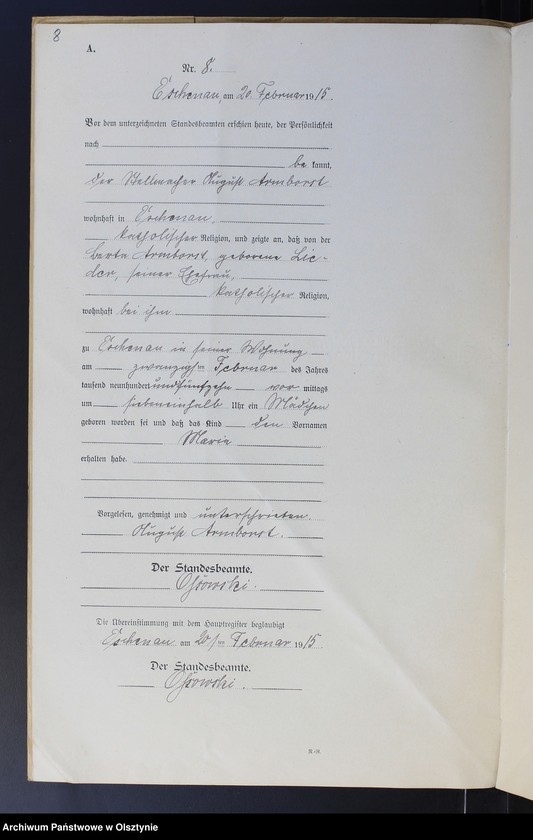 Obraz 10 z jednostki "Geburts-Neben-Register Nr 1 - 26"
