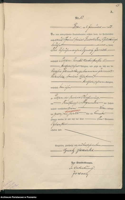 Obraz 16 z jednostki "Księga urodzeń tom I"