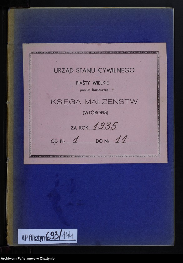 image.from.unit.number "Heiraths-Neben-Register Nr 1 - 11 [ Księga małżeństw - wtóropis ]"