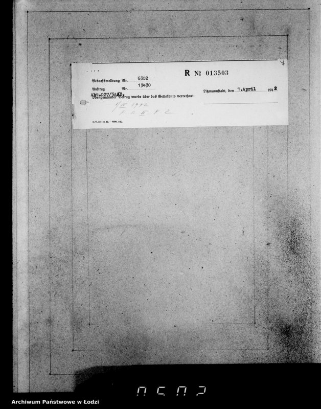 Obraz 3 z jednostki "Aufträge [Lieferscheinen und Rechnungen] 13416-13430 [Dostawa węgla i żywności do Getta]"