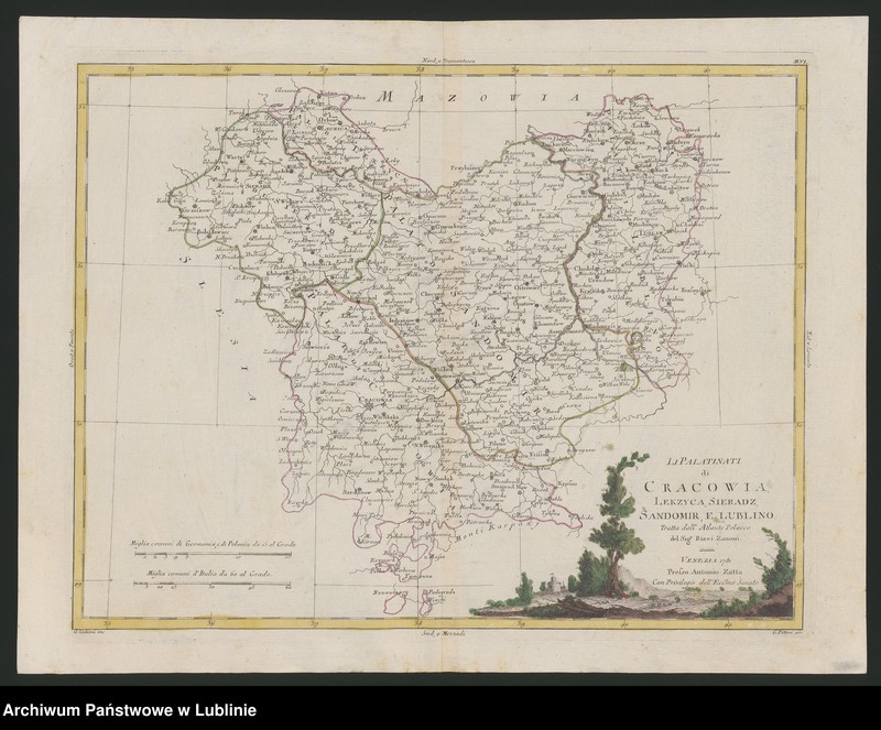 Obraz 2 z jednostki "[Mapa województwa krakowskiego, sieradzkiego, łęczyckiego, sandomierskiego i lubelskiego]"