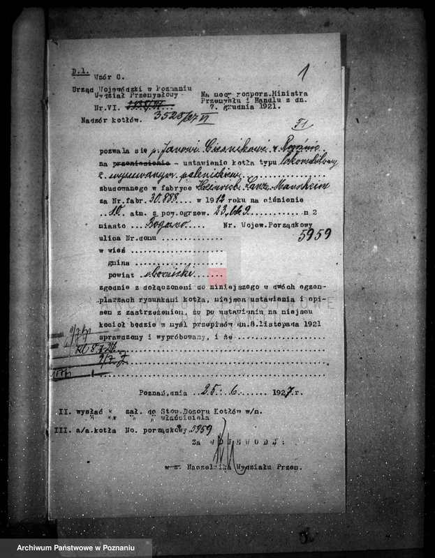 Obraz 5 z jednostki "Tartak parowy w Rogoźnie, pow. obornicki, J. Cieśnika nr woj. 5959"