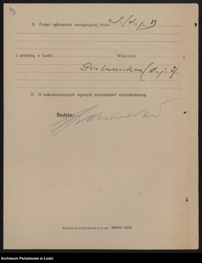 Obraz 15 z jednostki "Samuel Kon- sprzedaż towarów manufakturowych, galanterii i gotowej garderoby"