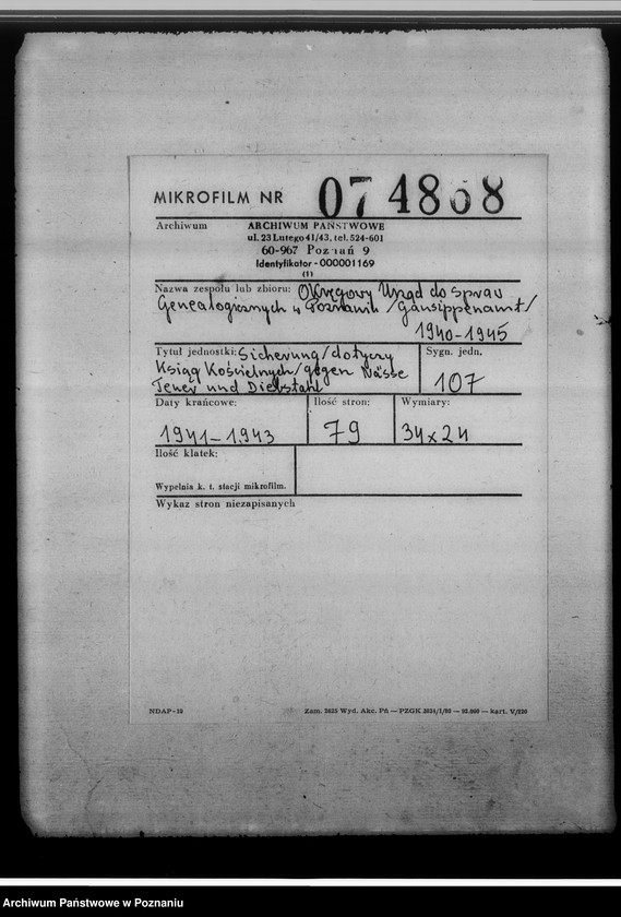 Obraz 2 z jednostki "Sicherung [dotyczy ksiąg kościelnych] gegen Nässe, Feuer und Diebstahl"