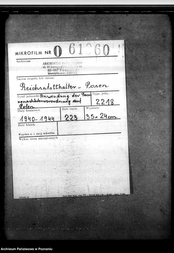 Obraz 2 z jednostki "Anwendung der Personenschädenverordnung auf Polen"