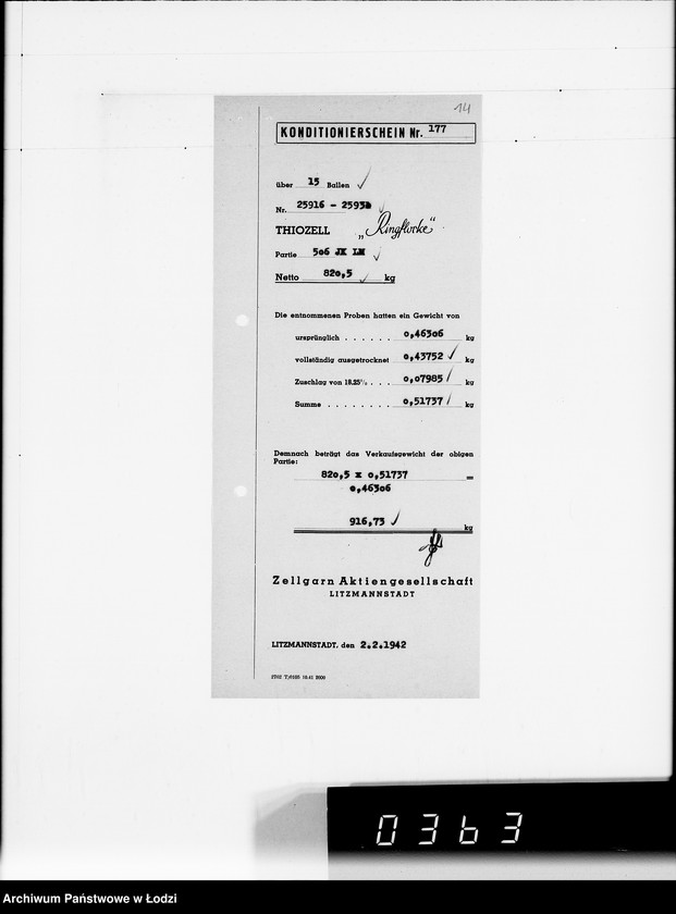 Obraz 18 z jednostki "Rechnungen zu Aufträge. Ziegenhagen [za dostawy towarów dla Getta]"