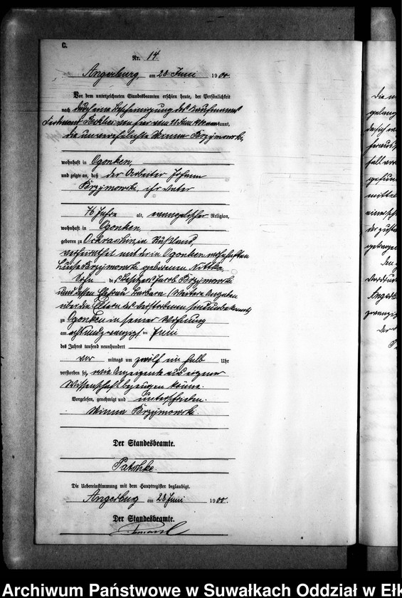 image.from.unit.number "Sterbe-Neben-Register des Preussischen Standes-Amtes Gr. Strengeln Kreis Angerburg"