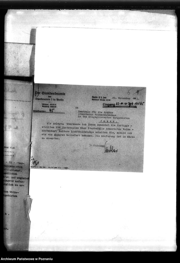 Obraz 9 z jednostki "Schriftwechsel mit Berlin- z Urzędu Stanu Cywilnego i Min. Spraw Wewnętrznych - w sprawie wystawienia świadectw zgonu"