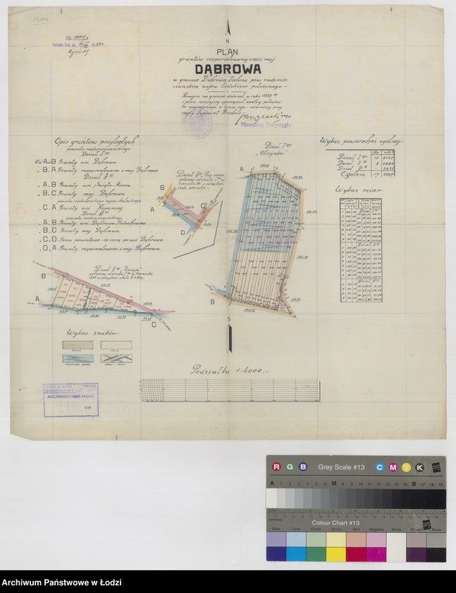 Obraz 1 z jednostki "Plan gruntów rozparcelowanej części majątku Dąbrowa w gminie Dąbrowa Zielona powiat Radomsko"