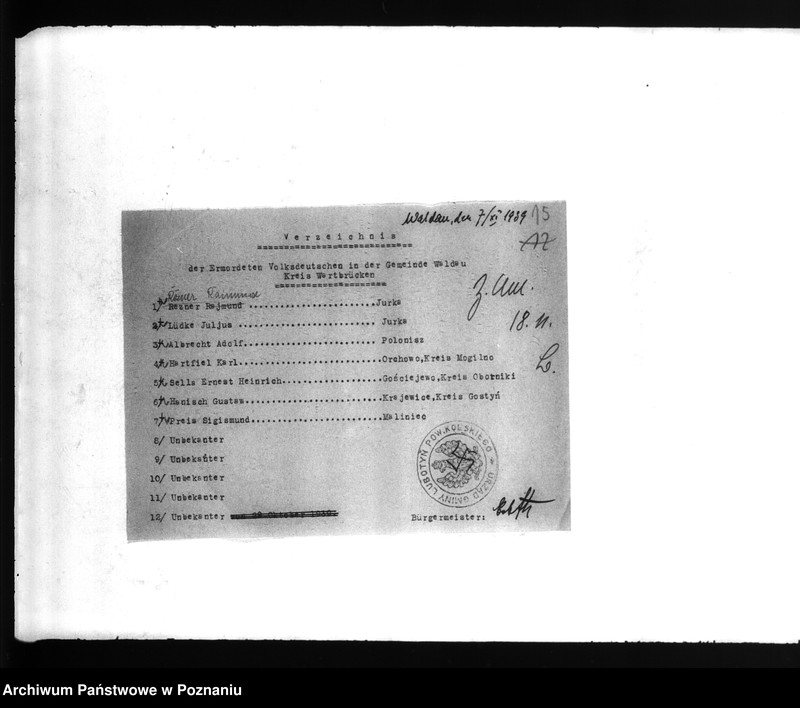 Obraz 19 z jednostki "Amtliche Meldungen Kreis Warthbrüchen (Koło)"