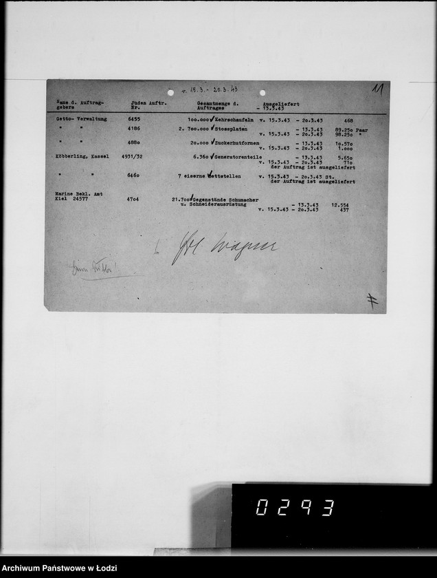 Obraz 15 z jednostki "Wochenberichte der Abteilungen.[Zestawienia zamówień i dostaw]"