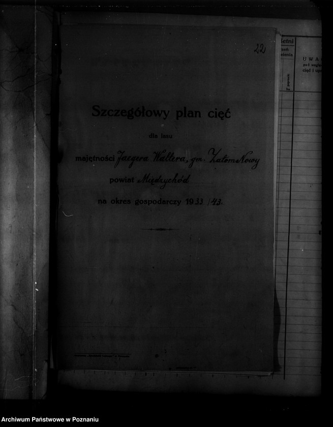 Obraz 18 z jednostki "Plan gospodarstwa leśnego dla lasu Jaegera Waltera gmina Zatom Nowy powiat międzychodzki 1933-1944"