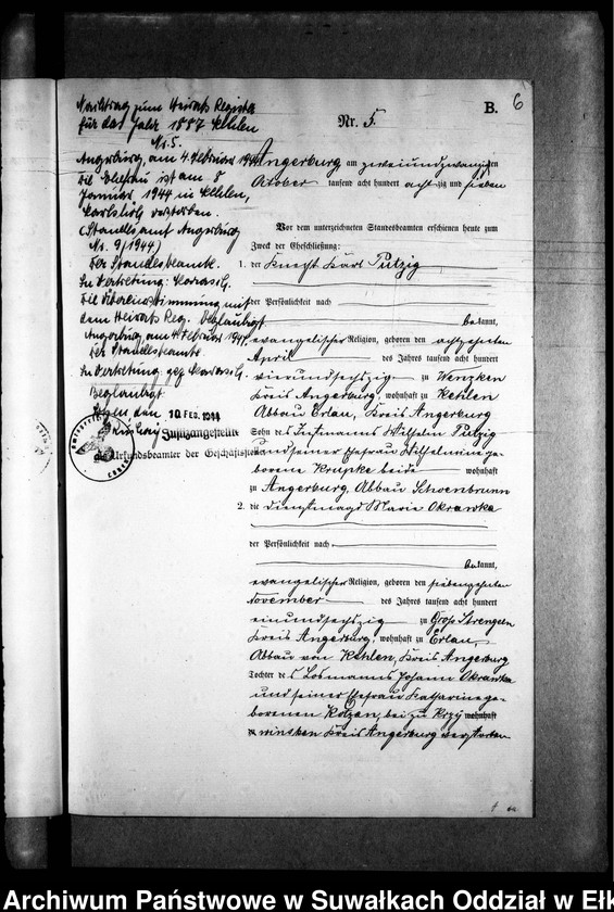 image.from.unit.number "Heiraths-Neben-Register des Preussischen Standes-Amtes Kehlen Kreis Angerburg"