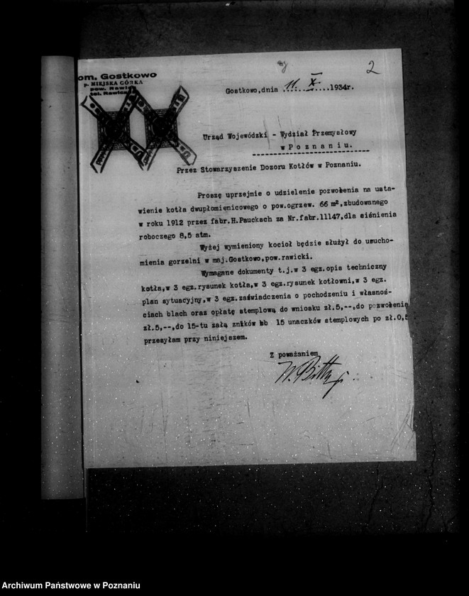 image.from.unit.number "Gorzelnia w Gostkowie powiat rawicki własność W. Bitter nr woj. 413"