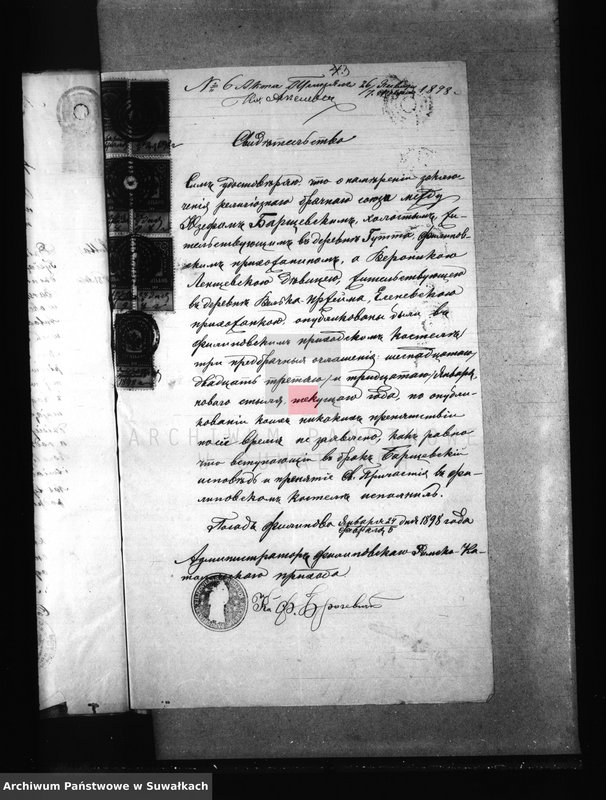 image.from.unit.number "[Dokumenty do akt małżeństw wyznania rzymskokatolickiego parafii w Jeleniewie]"