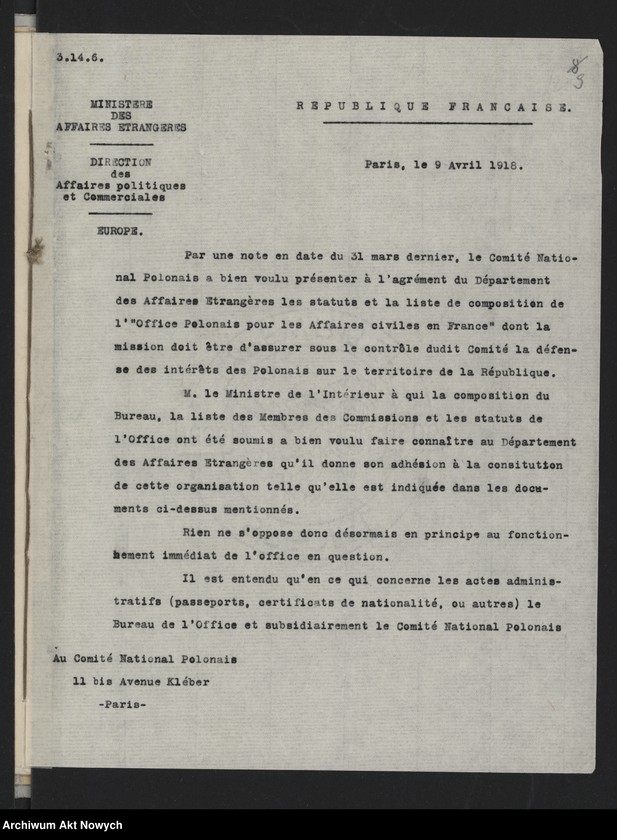 image.from.unit.number "Komitet Narodowy Polski Akta sprawy opieki cywilnej (Urząd Polski Spraw Cywilnych we Francji. Stosunek władz brytyjskich do Polaków. Korespondencja, noty)"