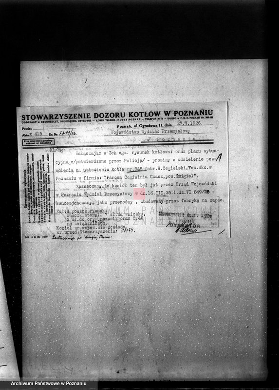 Obraz 6 z jednostki "Parowa cegielnia w Czaczu pow. kościański nr woj. kotła 5922"