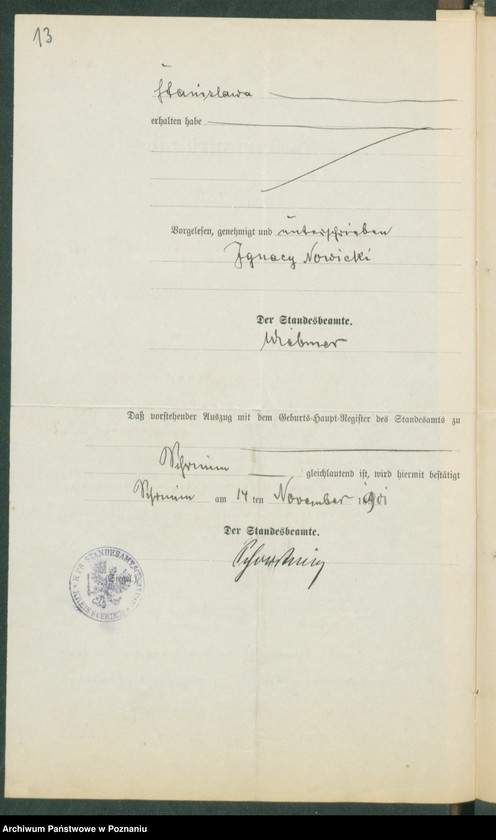 Obraz 15 z jednostki "[Dokumenty dostarczone przez narzeczonych do zawarcia związku małżeńskiego za 1901 rok. Tom XIX]"