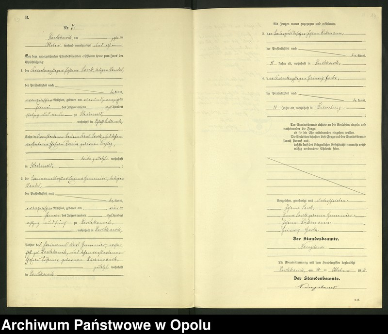 image.from.unit.number "Heirats-Register (Neben-Register) Standesamt Roschkowitz 1911 No.1 bis 9"