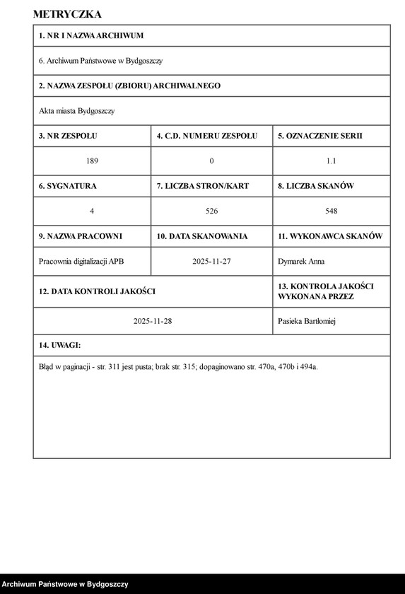 image.from.unit.number "Documente der Stadt Bromberg zum Prozess der Kämmerei gegen das Forstamt Bromberg wegen des Waldes bei Vorwerk Bocianowo. Odpisy dokumentów,"