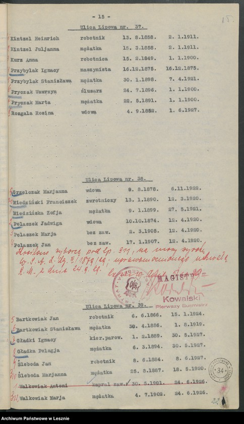 Obraz 18 z jednostki "[Obwód I - głosuje w Szkole Przemysłowo-Handlowej /listy wyborców/]"