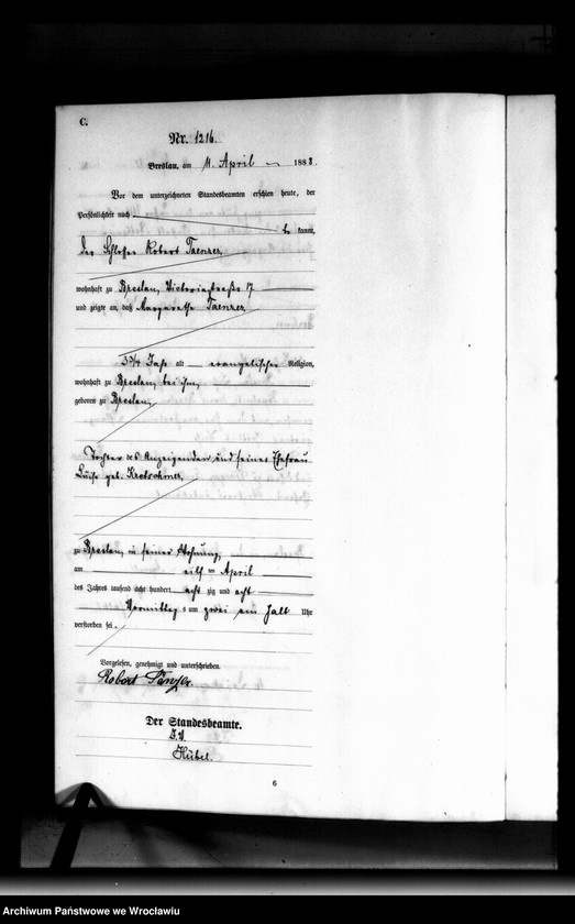 image.from.unit.number "Sterbe-Haupt-Register Breslau II 1888 Band 4"