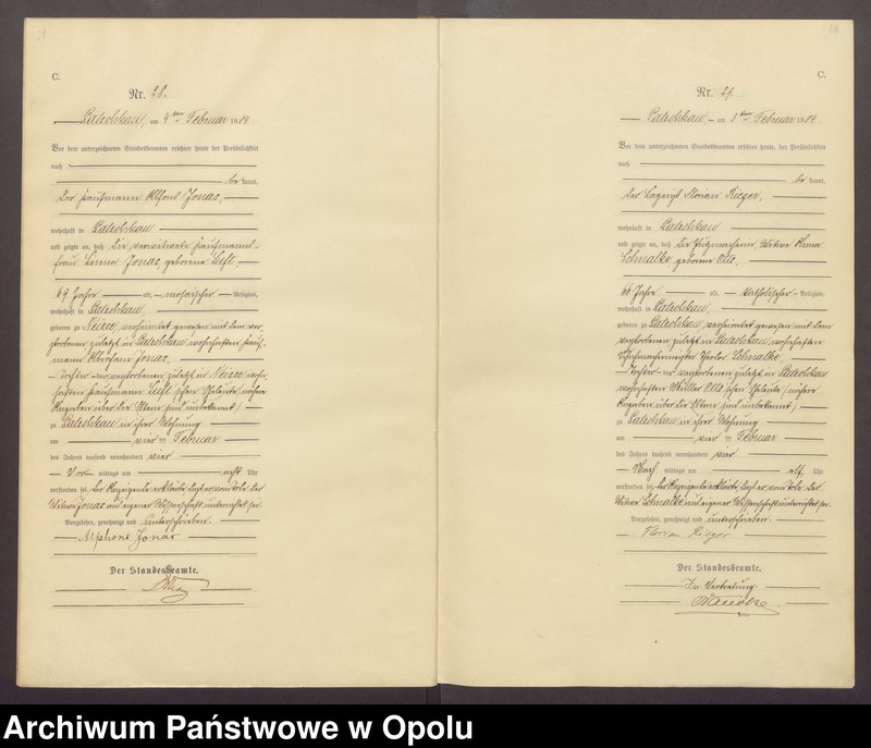 Obraz 17 z jednostki "Sterbe-Haupt-Register des Standesamts Patschkau Stadt und Land pro 1904"
