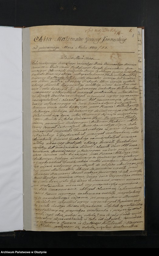 image.from.unit.number "Akta Małzenstw Gminy Janowskiey w Departamencie Płockim Powiecie Przasnyskim Spisane 1810/11"