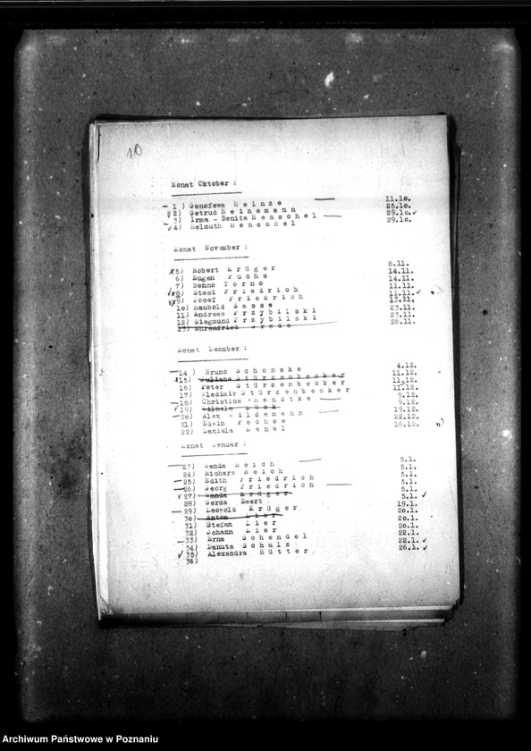 Obraz 16 z jednostki "Monatliche Zu- und Abgänge [Miesięczne zestawienia przybyłych i zwolnionych dzieci]."