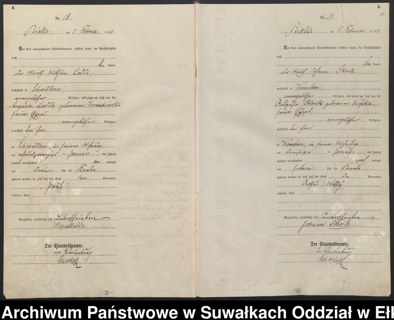 image.from.unit.number "Geburts-Haupt-Register des Königlichen Preussischen Standes-Amtes Belzonzen Kreis Johannisburg"