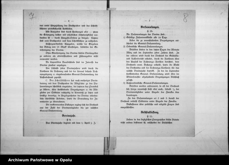 Obraz 10 z jednostki "Acta des Magistrats zu Oppeln betreffend Statuten des Eisenbahn - Beamten-Vereins Vol. I"