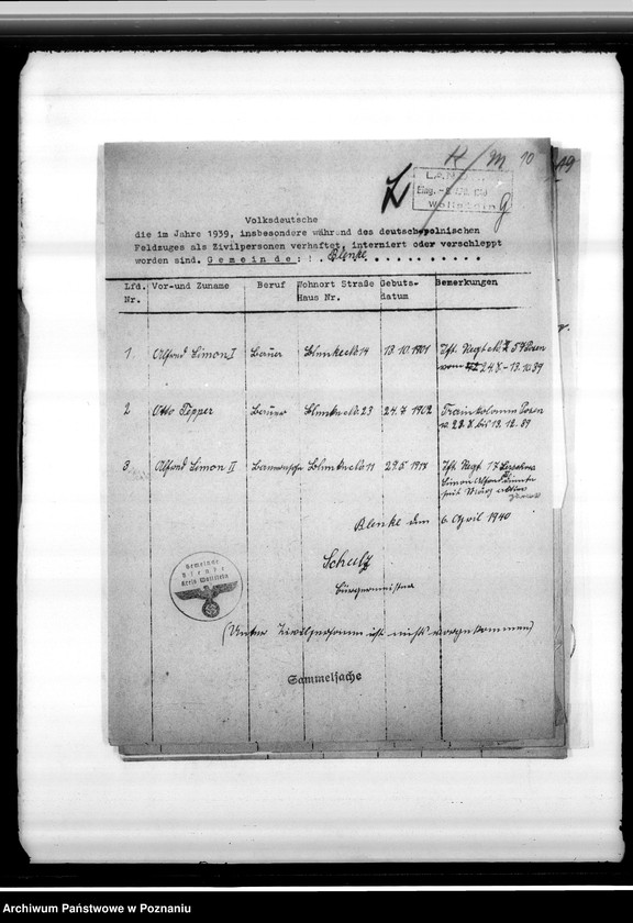 Obraz 14 z jednostki "Spisy miejscowych Niemców z powiatu wolsztyńskiego służących w wojsku polskim lub internowanych przez polskie władze"