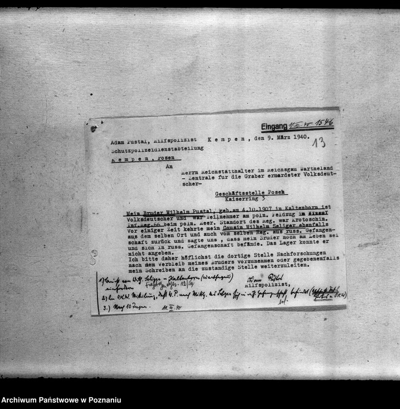 Obraz 17 z jednostki "Korespondencja w sprawie miejscowych Niemców, którzy zginęli w 1939 roku"