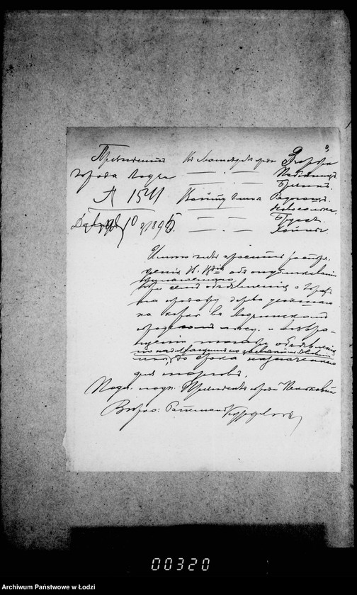 Obraz 13 z jednostki "O prodaže usochšago po korne dereva v lodzinskich gorodskich lesach v 1894 g. i 1895 gg"