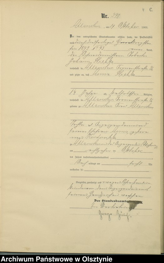 image.from.unit.number "Sterbe-Haupt-Register Tom II,Nr 396 - 488"