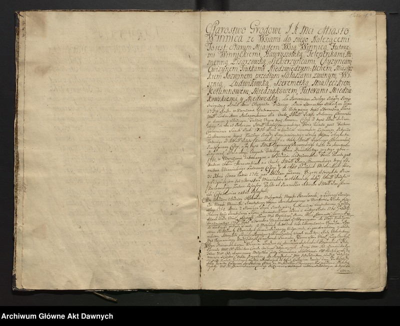 image.from.unit.number ""Taryffa Starostw y Krolewszczyzn w Woiewodztwie Bracławskim (...)." Lustracja strostwa winnieckiego (k. 1b - 18v), lustracja dóbr Wielkich i Małych Chruszliniec (k. 19 - 21v), lustracja strostwa lityńskiego (k. 22 - 27v), lustracja dóbr Pułtowice, Ilkowiec I Szerokiej Grobli als Czortki (k. 28 - 32v), lustracja dóbr Skurzyniec i Parpurowiec (k. 33 - 34v), lustracja strostwa aysyńskiego (k. 35 - 40v), lustracja strostwa bracławskiego (k. 41 - 48v), lustracja dóbr nowo osadzonych Jastrzębińce als Kutkowska (k. 49 - 50), sumariusz kwarty w dobrach królewskich w województwie bracławskim (k. 50 - 50v). "Starostwa w Województwie Bracł. y Powiecie Zwinogrodzkim leżące które Wojewodztwo Kijowskie przzez alternate Lustrowało" (k. 51)."