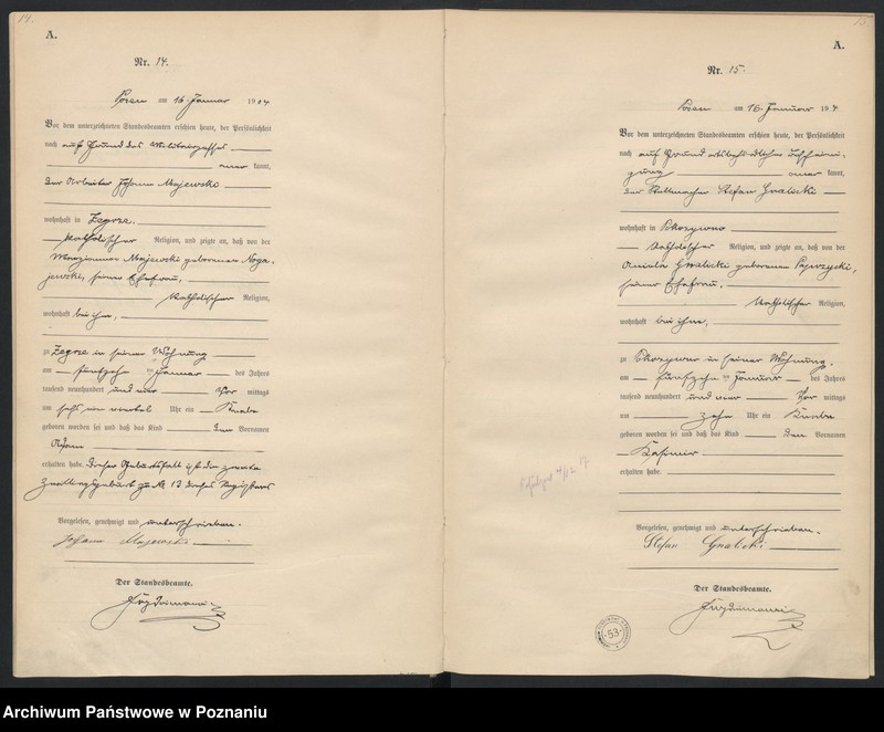 Obraz 10 z jednostki "Księga miejscowa urodzeń"