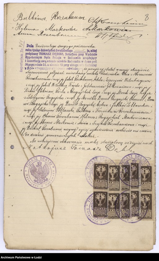 Obraz 11 z jednostki "Żydowskie Stowarzyszenie Niesienia Pomocy Biednym Położnicom w Radomsku"