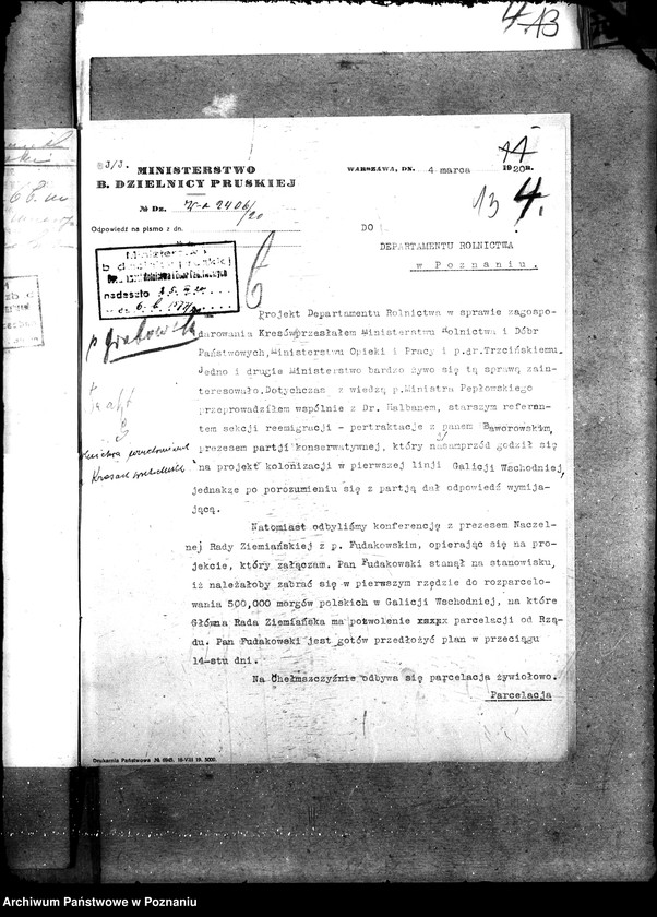 Obraz 17 z jednostki "Sprawy szczegółowo-administracyjne Aprowizacja rolnictwa uruchomienie na Kresach Wschodnich"