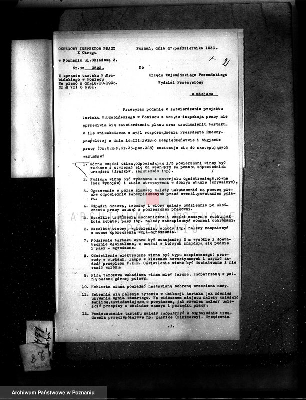 Obraz 6 z jednostki "Zatwierdzenie zakładu przemysłowego /tartak/ H. Drobińskiego w Poniecu pow. gostyński"